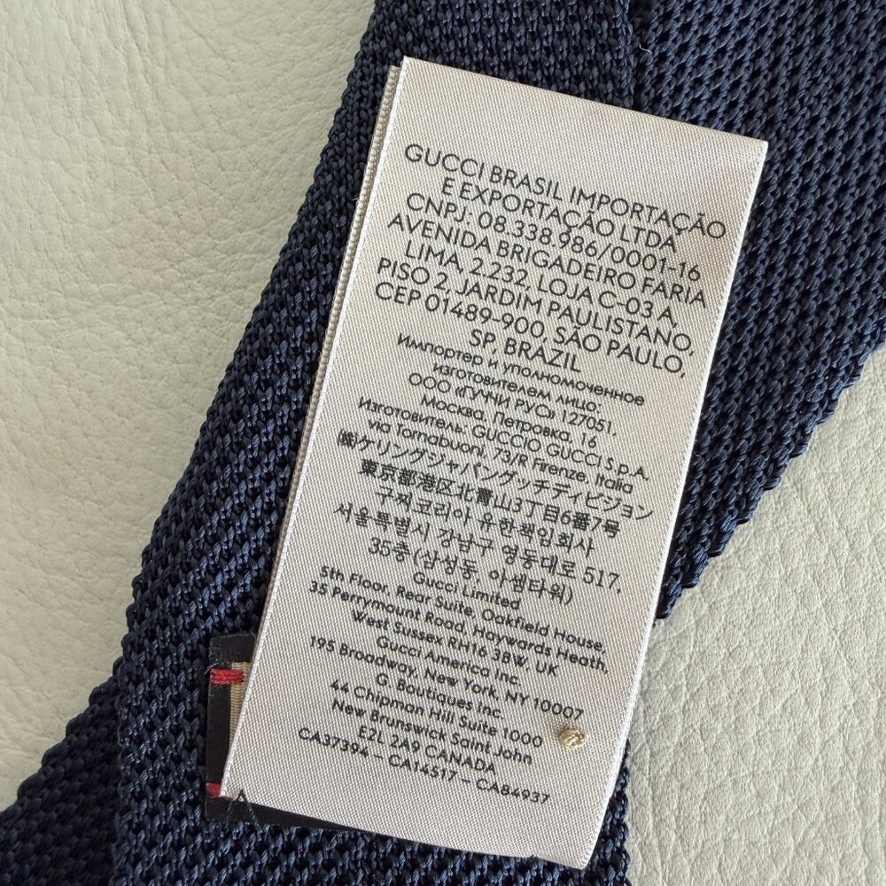 NEW GUCCI Knitted silk Double G tie Blue - Picture 9 of 9